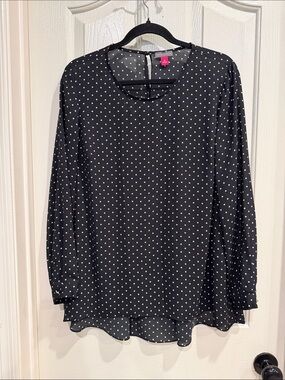 Vince Camuto Black Blouse with White Polka Dots
